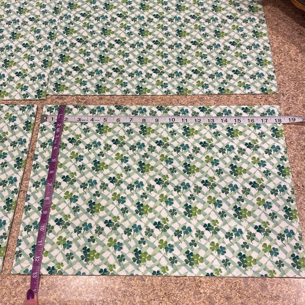 Longaberger 4 Fabric Shamrock Placemats Used Lots of Luck